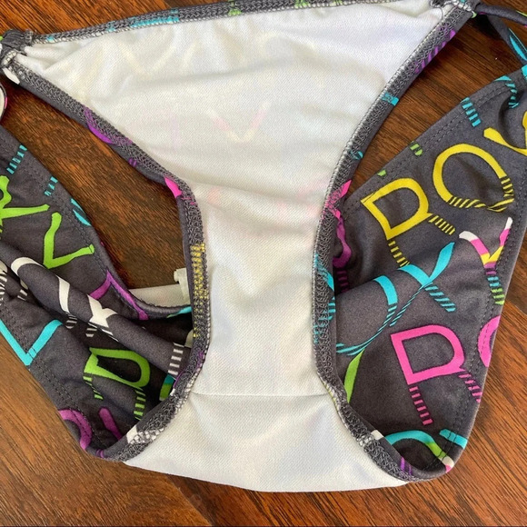🛍️3/$40 Roxy Swimwear Graphic Bikini Bottom Tie Sides Black Size Small - Picture 4 of 5